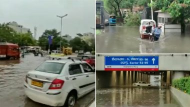 Gurugram Rains: Heavy Rainfall Leads to Waterlogging, Traffic Congestion on Sohna Road And Other Areas; Watch Video